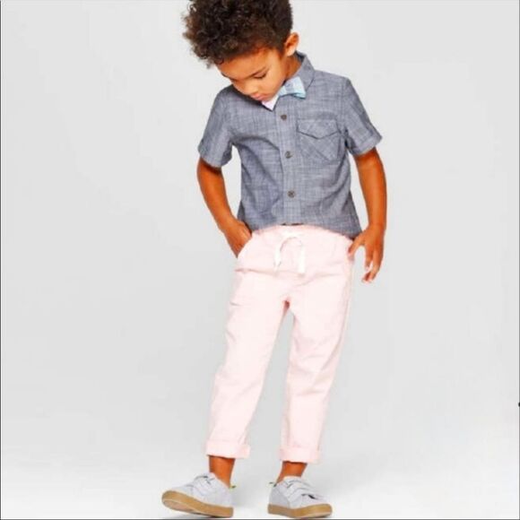 NWT Chambray Woven Short Sleeve Button-Down Shirt & Chino Pants Set w/ B… - Picture 1 of 6
